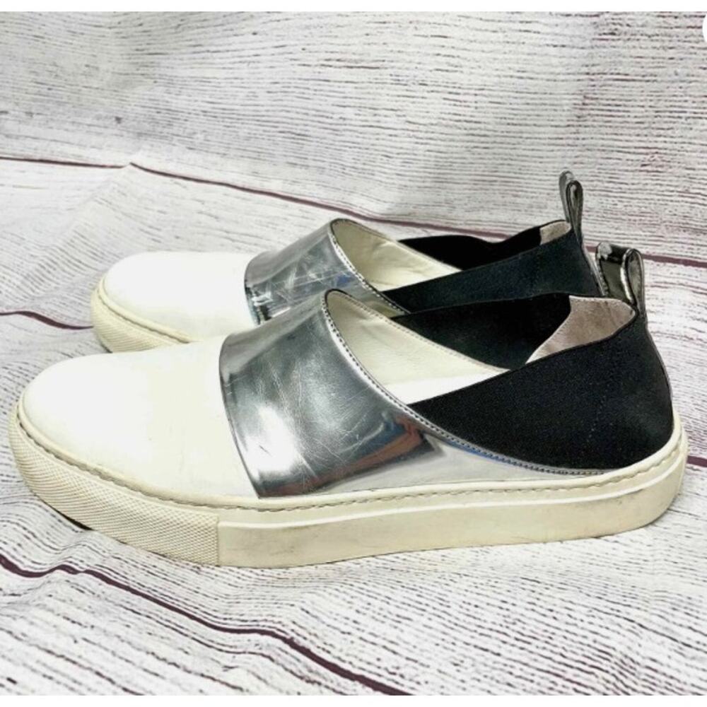 M.Gemi The Cerchio Silver Metallic Slip On Sneakers Italian Leather EU 38.5